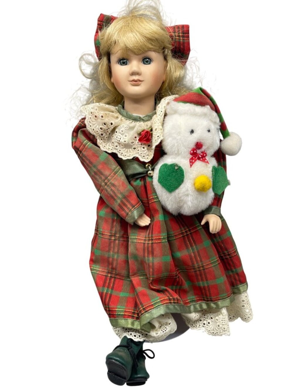 Happy Holidays Doll Genuine Fine Porcelain Doll Holiday Treasures vtg READ